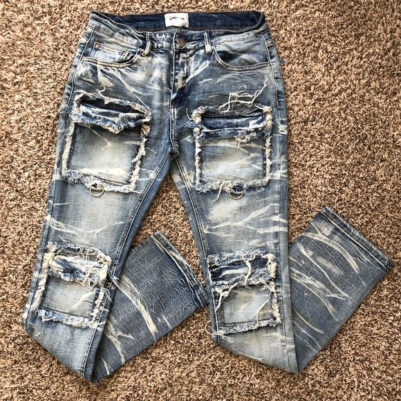 Kontrol Los Angeles Men's Stacked Denim Distressed Jeans - Elevate Your Holiday - Picture 1 of 16